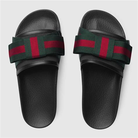 gucci flip flops bow|Gucci canvas slide sandals.